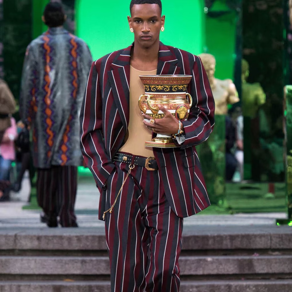 AUTHENTIC VERSACE RUNWAY brand new WOOL SUIT blazer pants sz48 US38